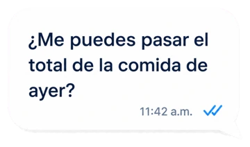 Mensaje con pregunta sobre gastos