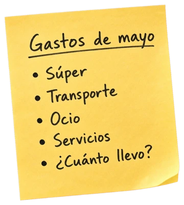 Post-it con gastos de mayo